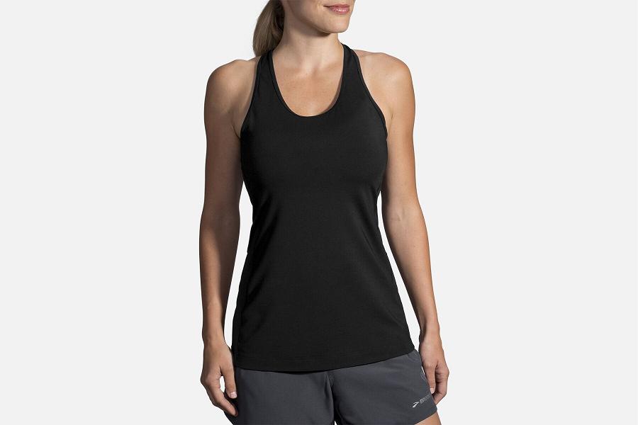 Brooks Pick-Up Women T-Shirts & Running Tank Black GUE781305